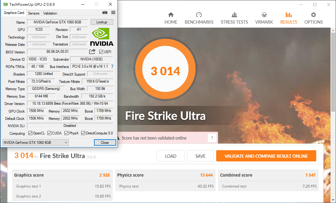 NVIDIA GeForce GTX 1060 Fire Strike