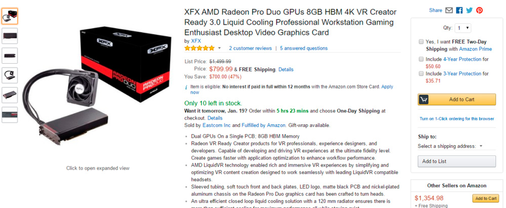 AMD Radeon Pro Duo 799$
