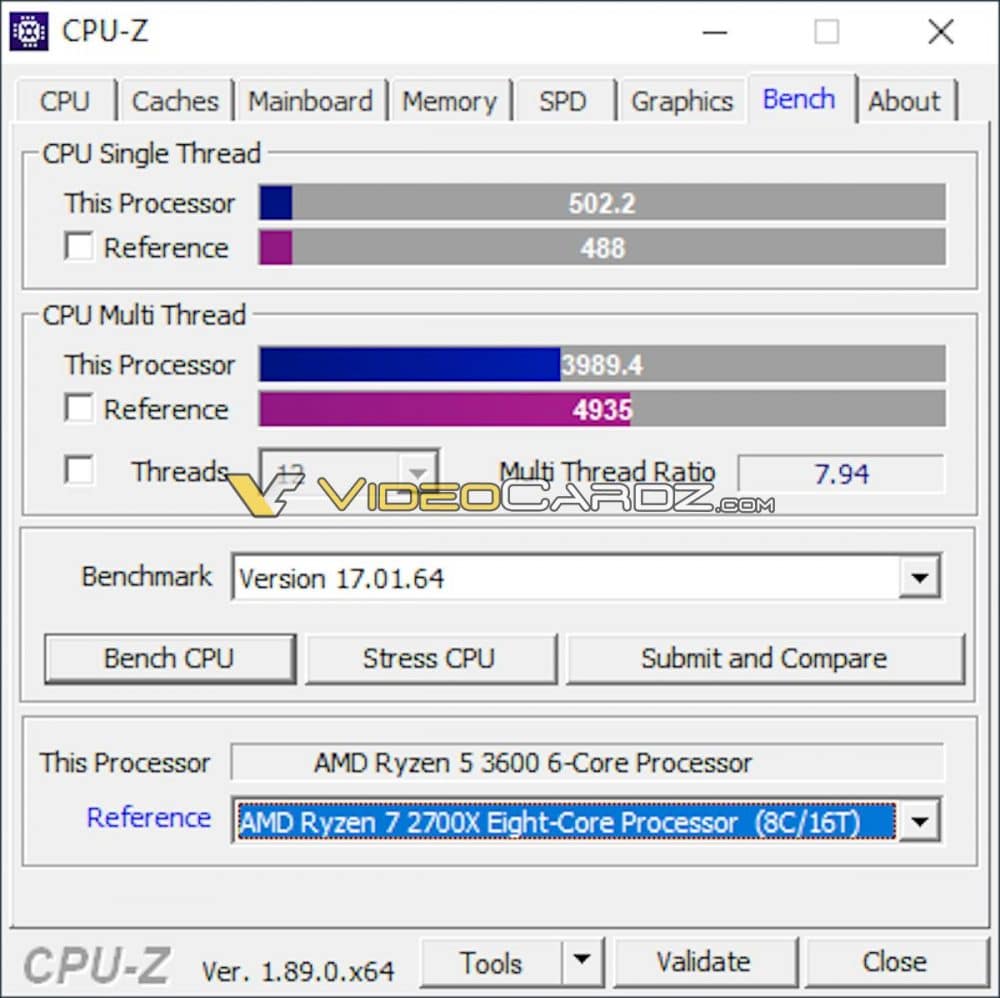 AMD Ryzen 5 3600 CPU-Z Benchmark