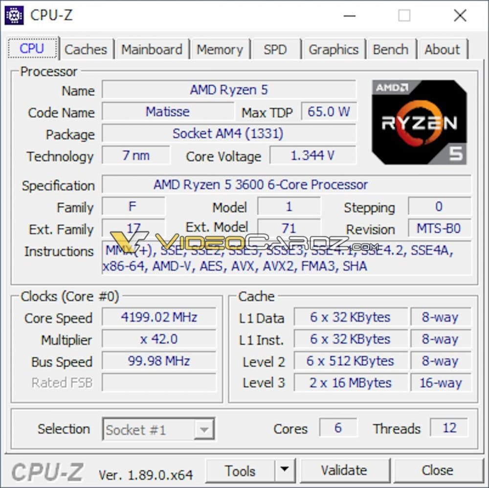 AMD Ryzen 5 3600 CPU-Z